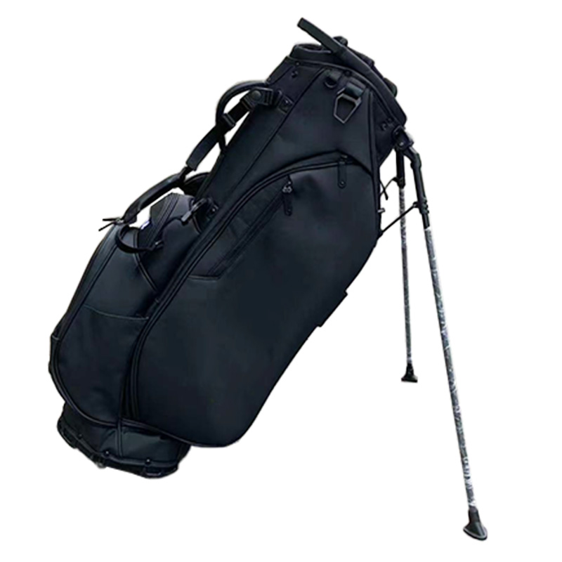 Luxury Black Waterproof PU Golf Stand Bag with 6 Compartments