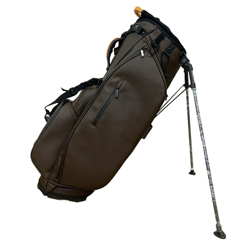 Premium Deep Brown PU Golf Stand Bag with 14 Compartments